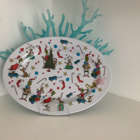 NEW HOW THE GRINCH STOLE CHRISTMAS LARGE OVAL COOKIE PLASTIC PLATE - Picture 3 of 8